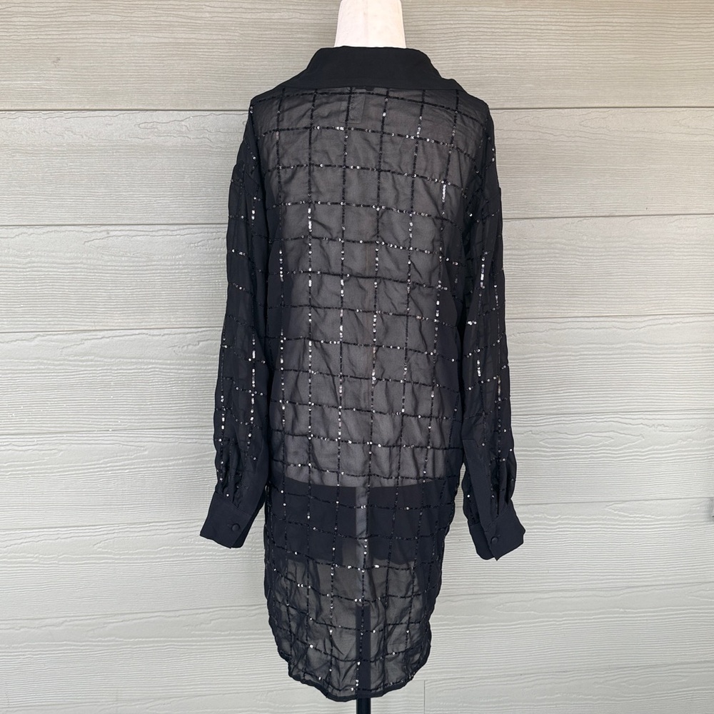 Rinku Dalamal for Anthropologie Sequin Button Down Shirt Dress - Missing Slip! - Picture 7 of 11